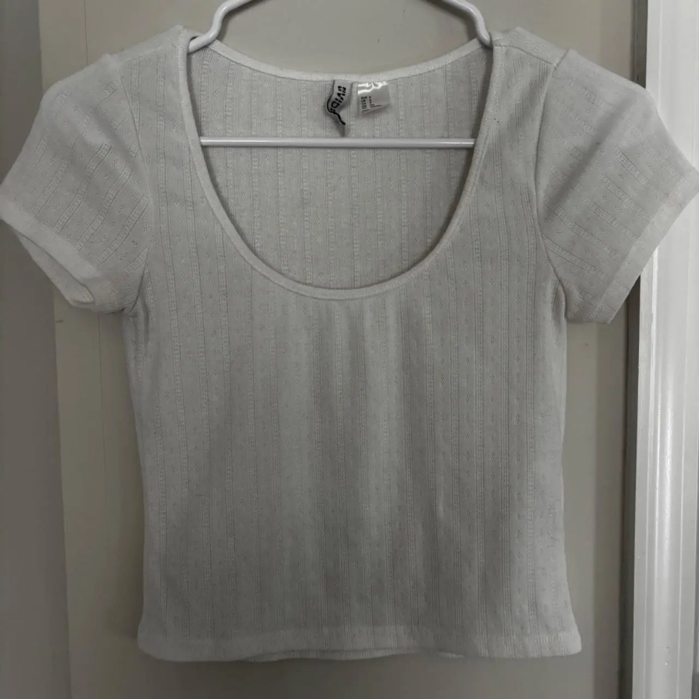 White Baby Tee With Eyelet Detailing